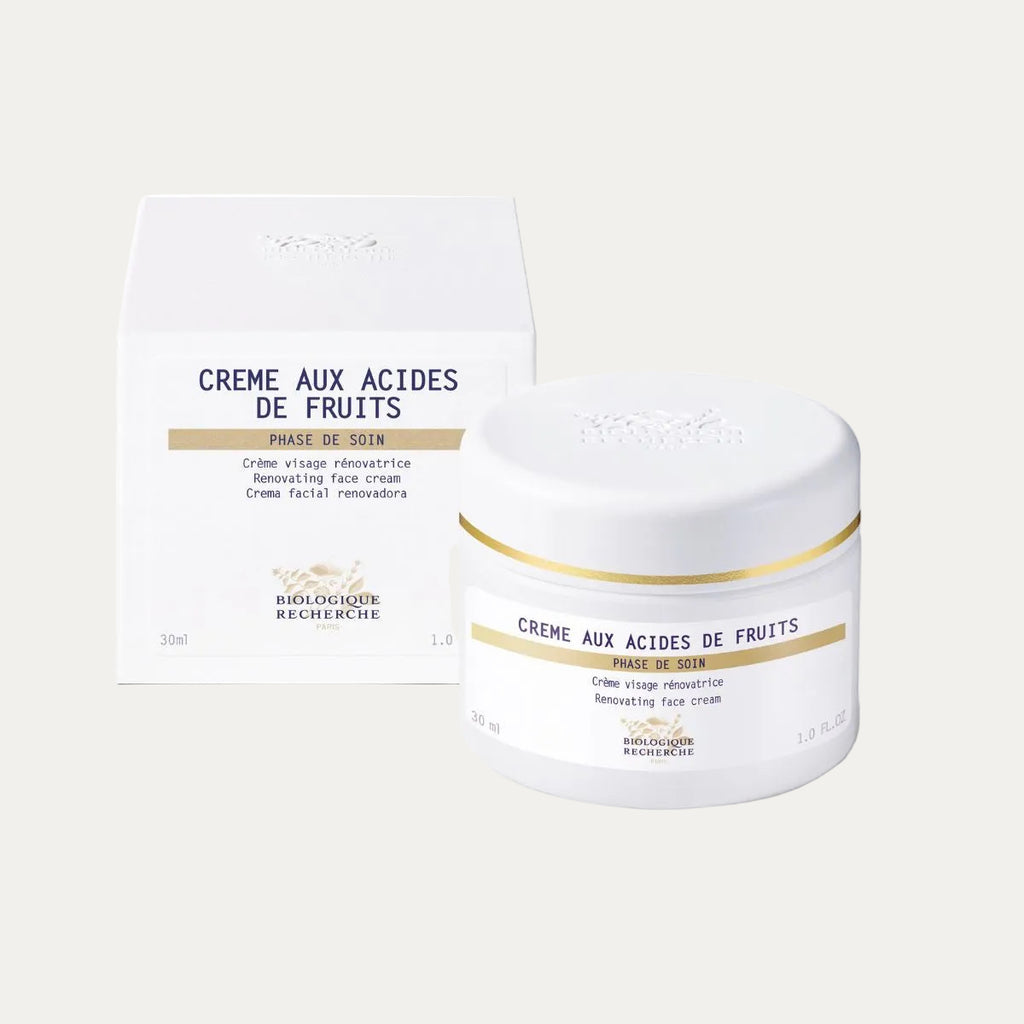 Crème aux Acides de Fruits by Biologique Recherche renewing AHA cream that exfoliates, smooths skin texture, improves radiance, and promotes skin renewal