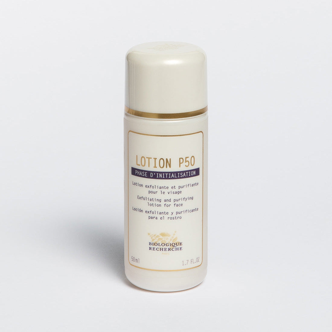 Biologique Recherche Lotion P50 bottle on a white background, BR in Amsterdam, 50ml