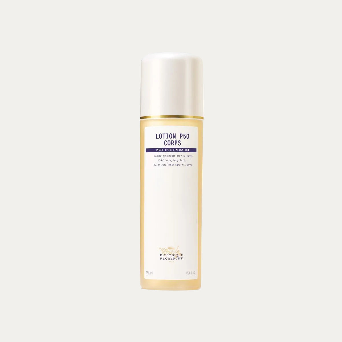 Biologique Recherche Body Lotion P50 Corps 250ml exfoliating body lotion that smooths rough skin, improves texture, and promotes skin renewal