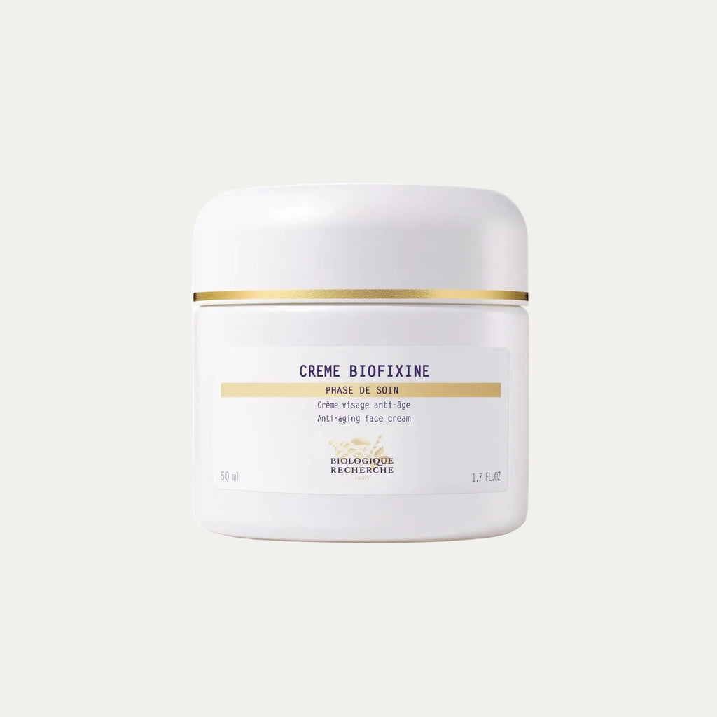 Biologique Recherche Crème Biofixine 50ml anti-aging face cream formulated to soften expression wrinkles, improve skin elasticity, and promote smoother, firmer-looking skin.