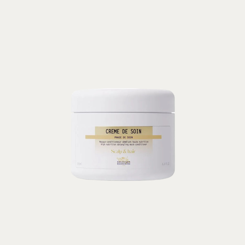 Biologique Recherche Crème de Soin 200ml conditioning hair treatment designed to nourish, repair, and smooth the hair fiber while improving manageability, softness, and natural shine.