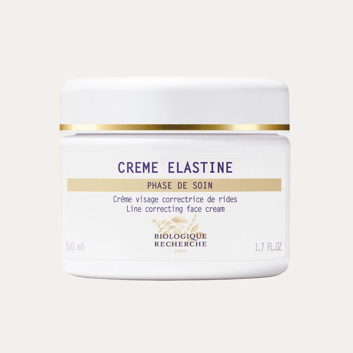 Biologique Recherche Crème Elastine 50ml hydrating face cream that helps improve skin elasticity, smooth the appearance of fine lines, and maintain soft, supple skin