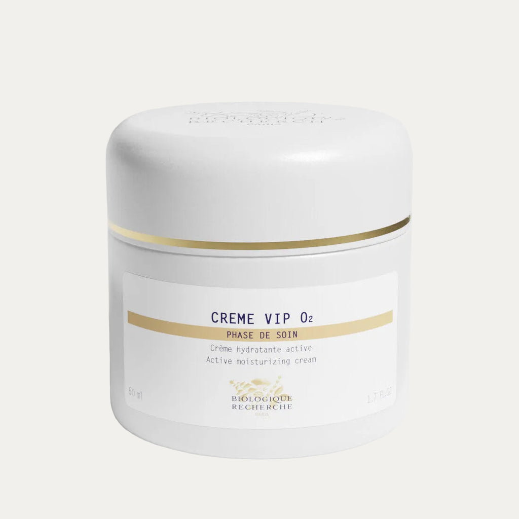 Biologique Recherche Crème VIP O2 50ml moisturizing face cream that helps restore radiance, improve skin texture, and protect dull, tired-looking skin from pollution and daily stressors.