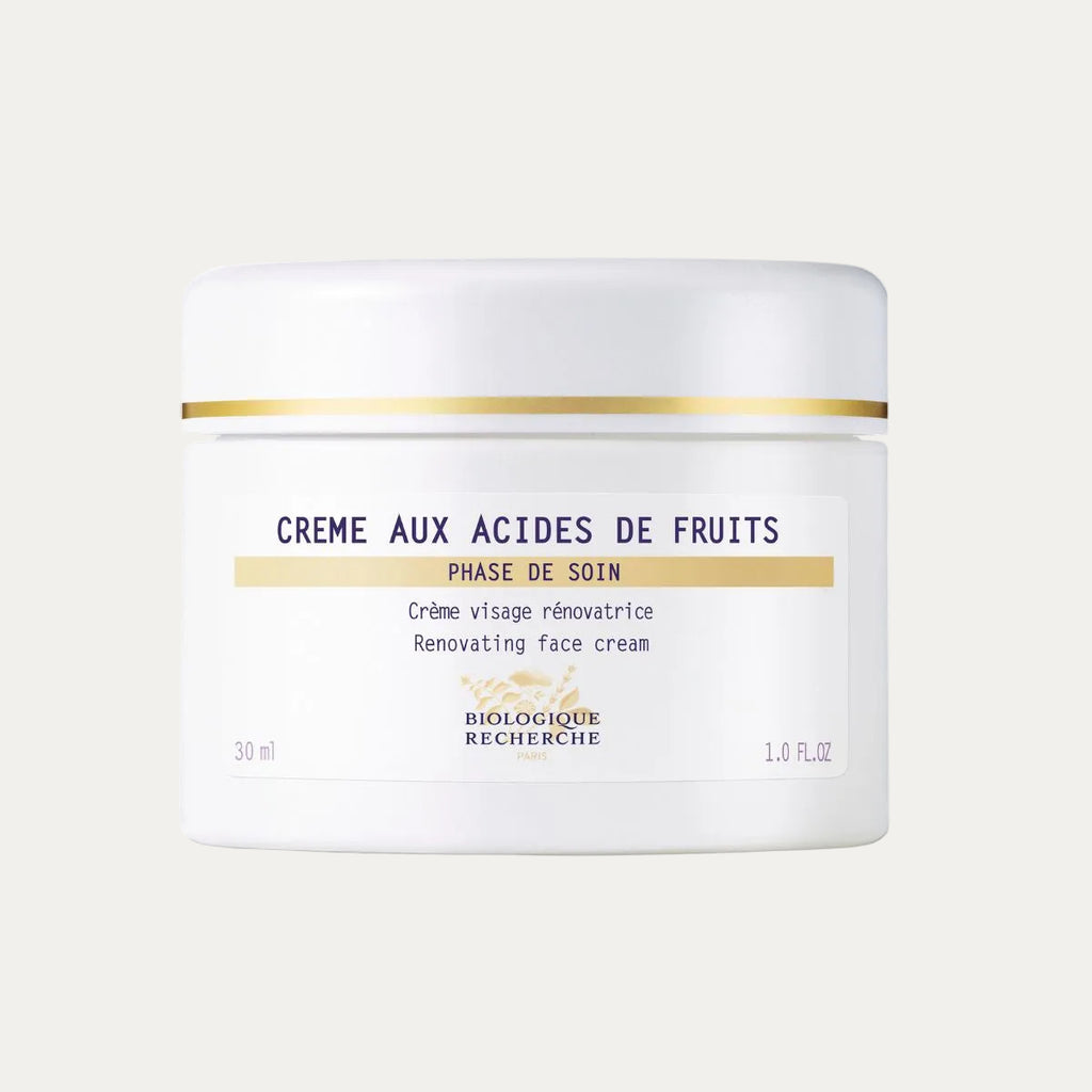 Crème aux Acides de Fruits by Biologique Recherche renewing AHA cream that exfoliates, smooths skin texture, improves radiance, and promotes skin renewal