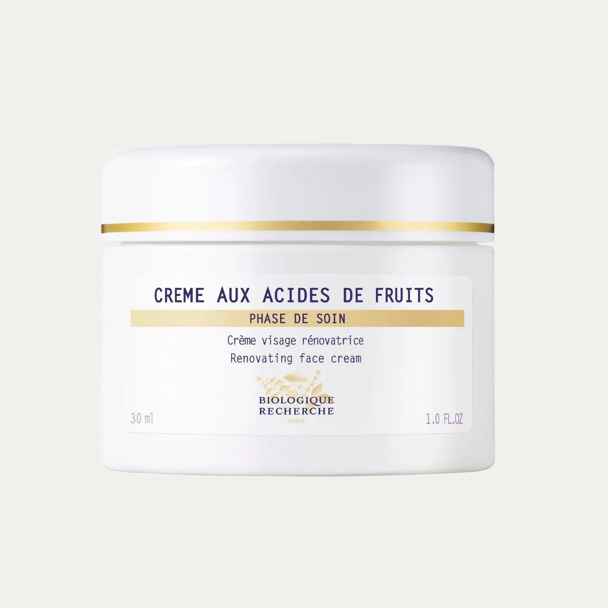 Crème aux Acides de Fruits by Biologique Recherche renewing AHA cream that exfoliates, smooths skin texture, improves radiance, and promotes skin renewal