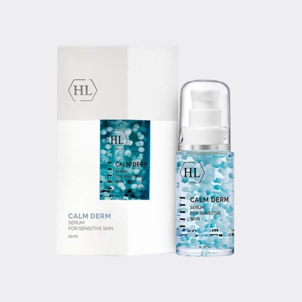 Calm Derm serum bottle and packaging on a white background