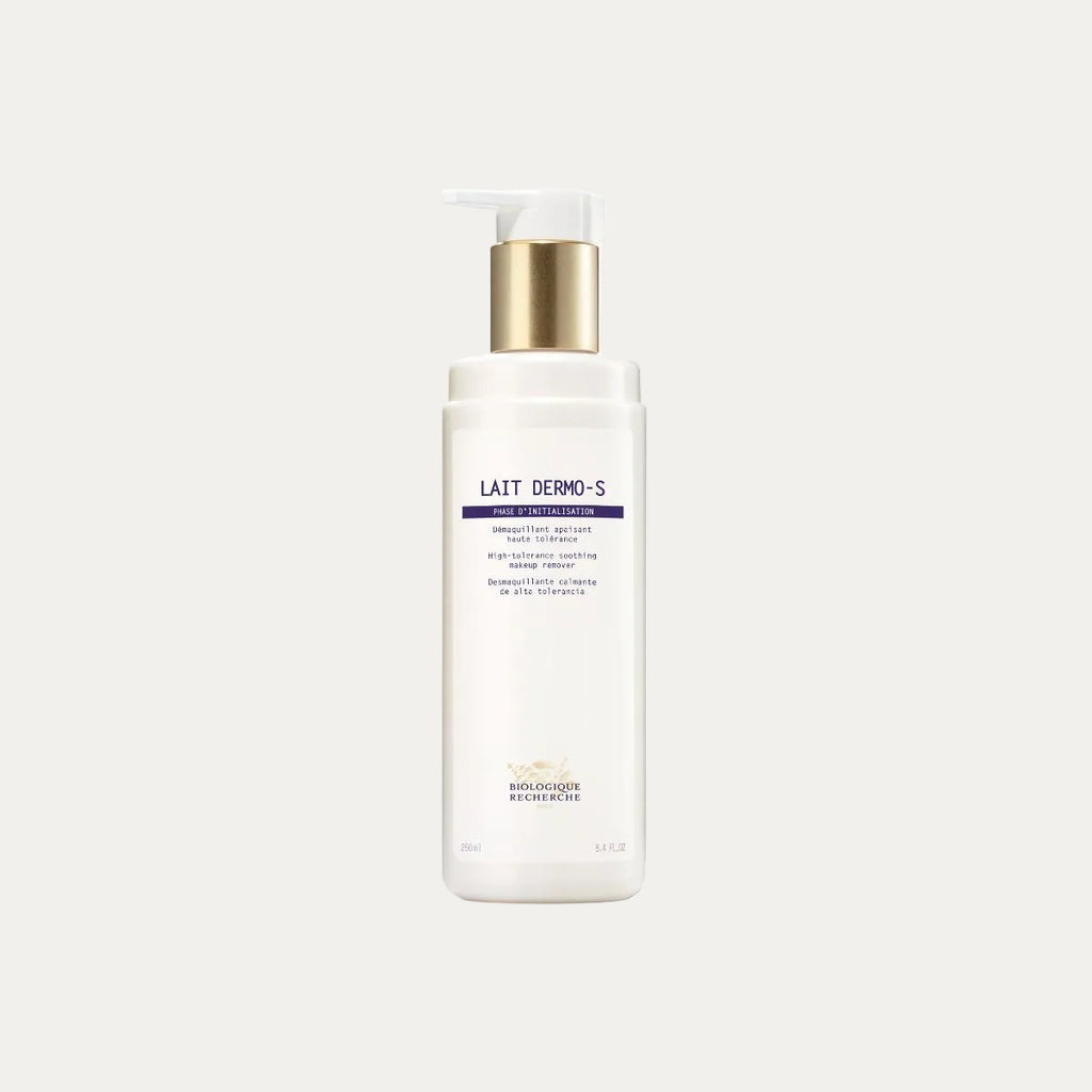 Lait Dermo-S by Biologique Recherche soothing cleansing milk that gently removes makeup, calms sensitive skin, and helps maintain skin comfort and hydration
