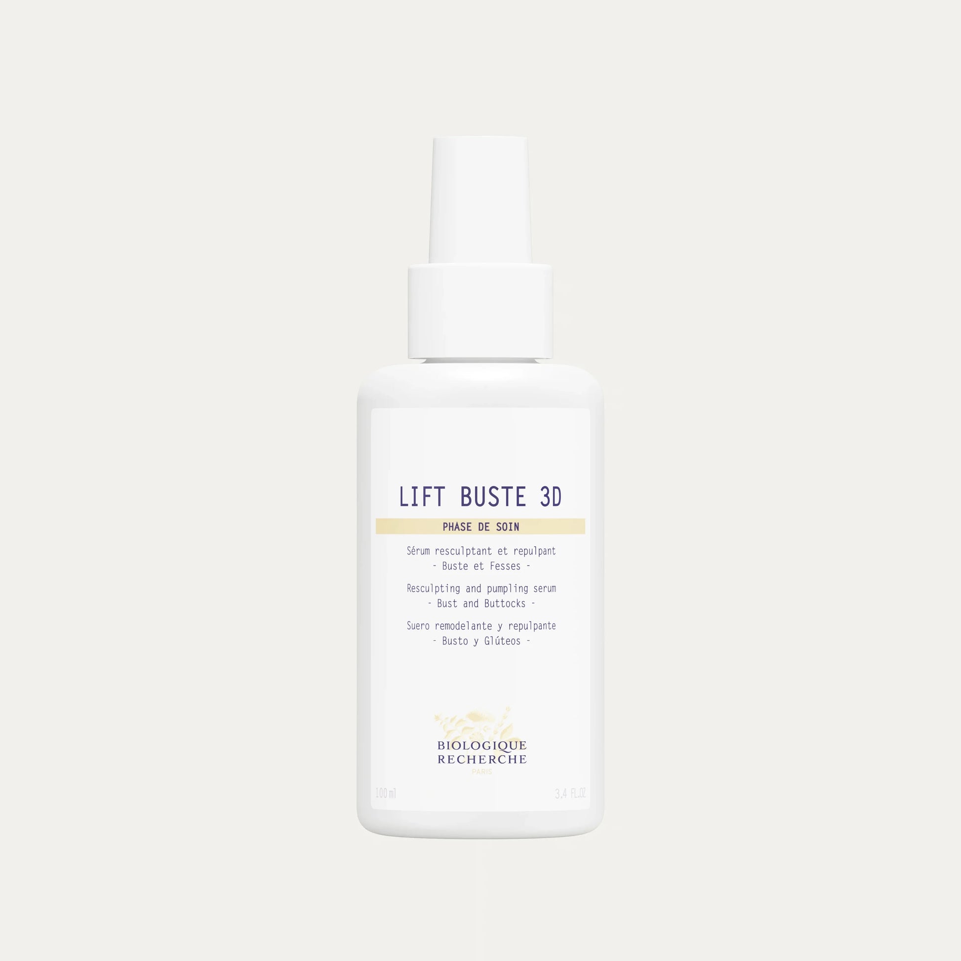 A true expert treatment, Lift Buste 3D firms and plumps the bust and buttocks. Highly concentrated in plumping, firming, and smoothing actives, the chest and buttocks regain a voluptuous, smooth, and curved shape from the first month of use. The skin is smoothed, densified, firmer, for a visible and natural push-up effect.