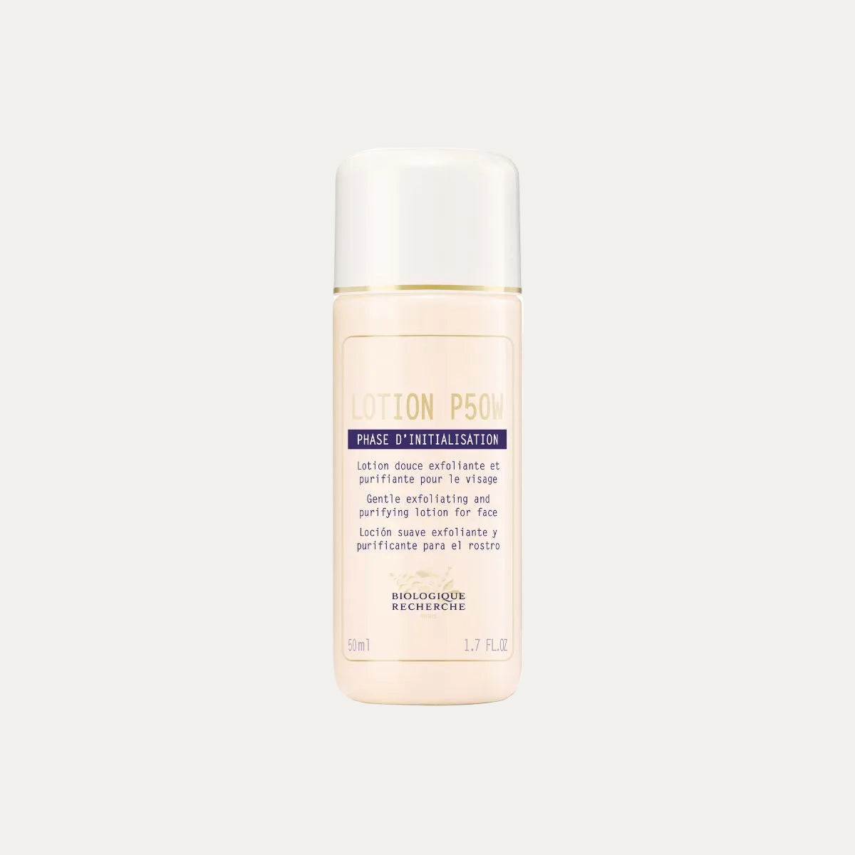 Biologique Recherche Lotion P50W 50ml gentle exfoliating lotion for sensitive skin that helps refine texture, support skin renewal, and improve radiance