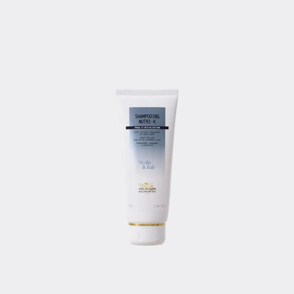 Biologique Recherche Shampooing Nutri-K 75ml nourishing shampoo that helps restore softness, shine, hydration, and comfort to dry and weakened hair