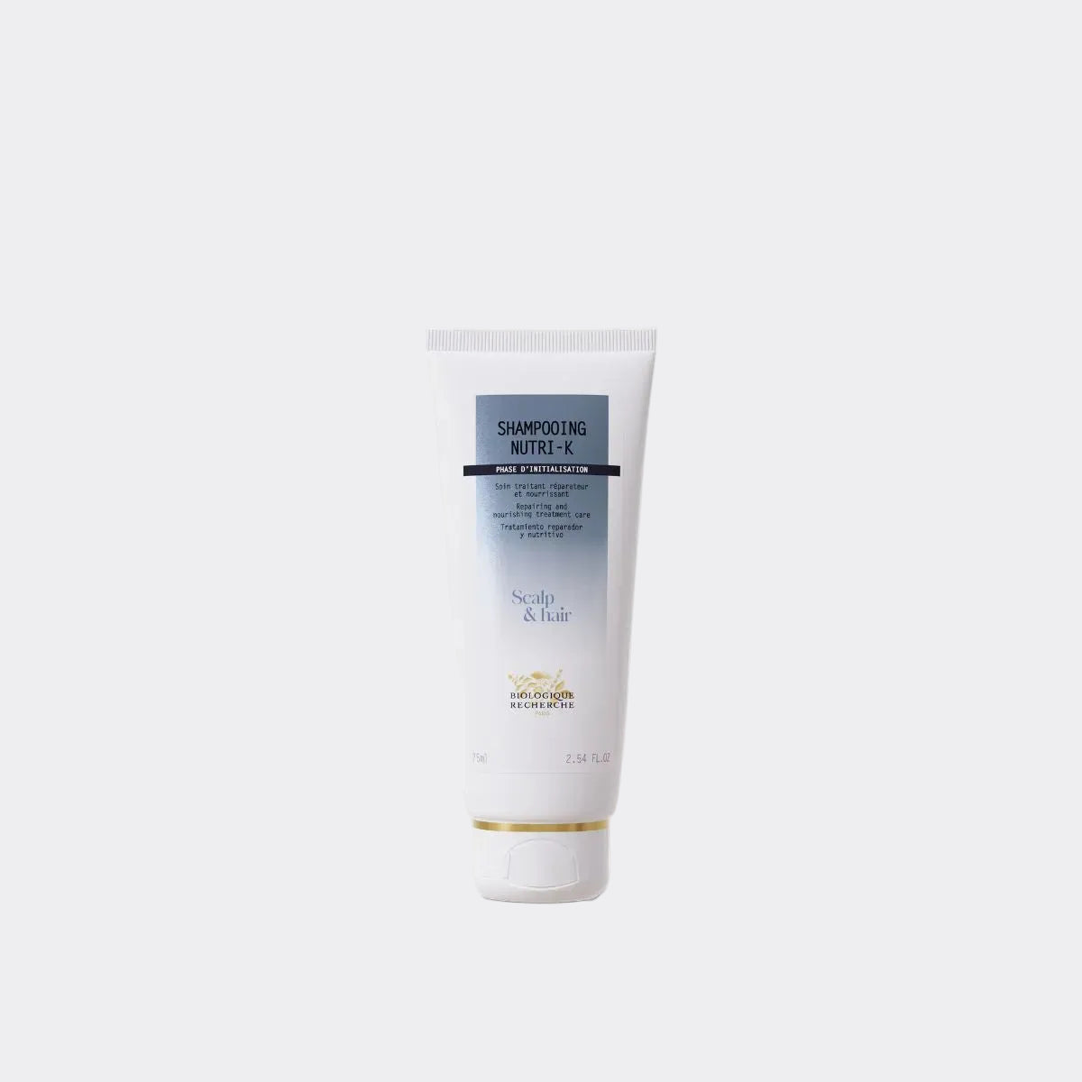 Biologique Recherche Shampooing Nutri-K 75ml nourishing shampoo that helps restore softness, shine, hydration, and comfort to dry and weakened hair