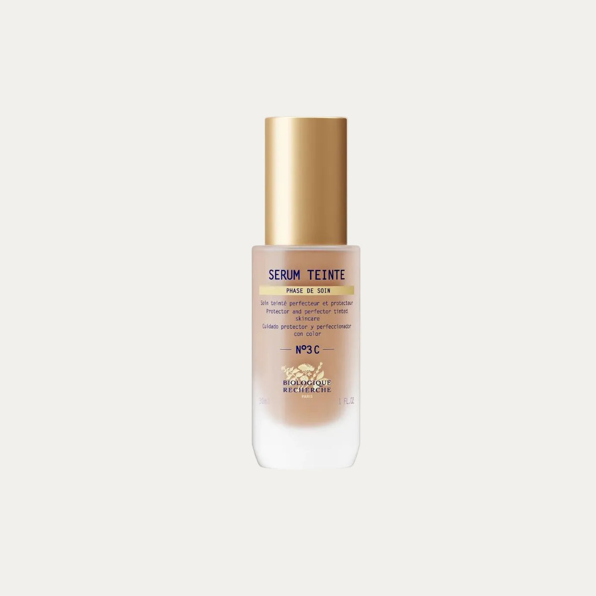 Biologique Recherche Tinted Serum TEINT 3C 30ml lightweight serum foundation that evens skin tone, hydrates the skin, and provides a natural radiant finish