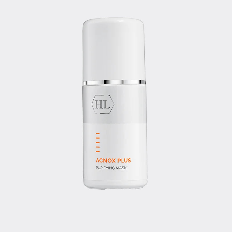 White skincare product bottle with 'HL' logo and text on a white background