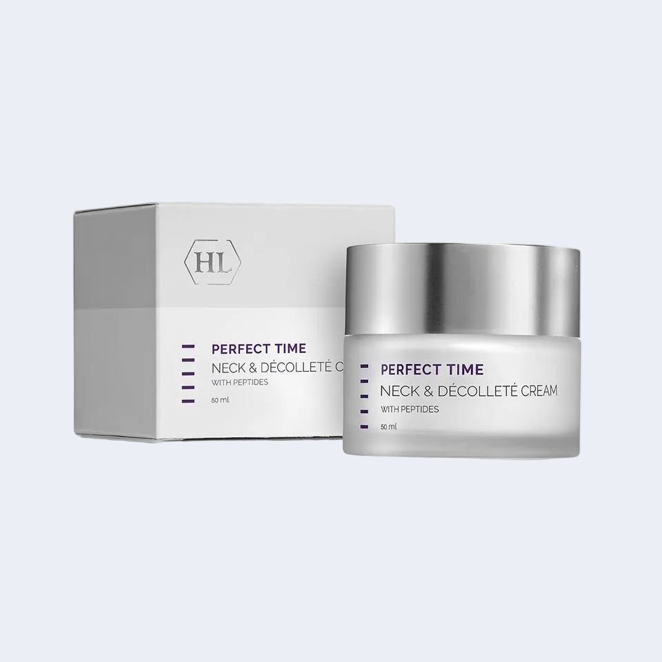 Perfect Time Neck Décolleté Cream by HL is an advanced anti-aging treatment specially designed for the delicate neck and décolleté area. This firming formula helps improve elasticity, smooth wrinkles, and visibly tighten the skin for a more lifted and youthful appearance.